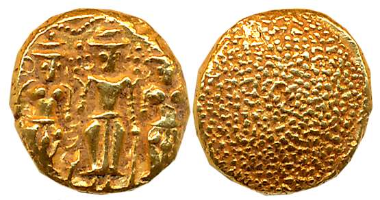 East India Company Madras Presidency, Gold 3 Swami Pagoda, 3.43g, Obv: Lord Tirupati Balaj