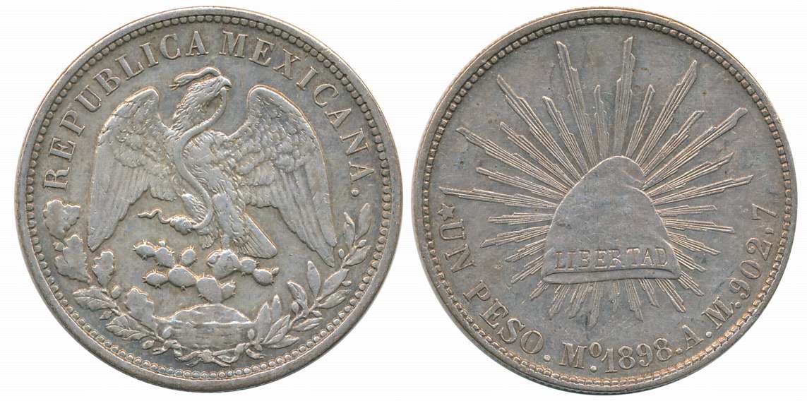 Mexico Federal Republic, Silver 1 Peso, 26.94g, 1898, Obv: National arms of Mexico (facing