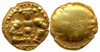 Vijaynagar Empire, Krishnadevaraya, Gold Varaha- Hon, 3.37g, Obv: Seated Lord Balakrishna 