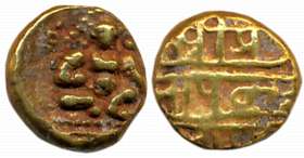 Vijaynagar Empire, Krishnadevaraya, Gold 1/2 Varaha- Hon, 1.68g, Obv: Seated Lord Balakris