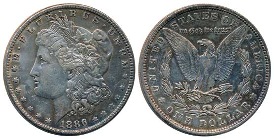 United States, Silver 1 Morgan Dollar, 26.69g, 1886, Obv: Liberty head, facing left, Rev: 