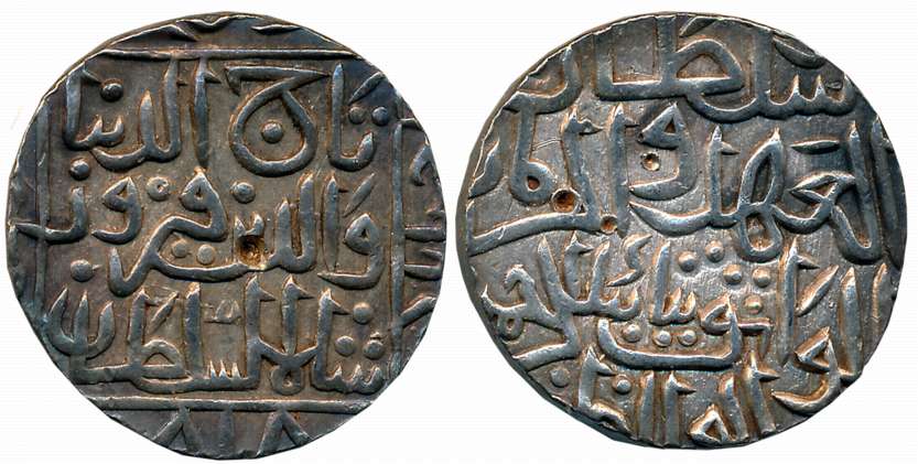 Taj ul din Firuz, Silver Tanka, 10.99g, Hadrat Ahsanabad Mint, AH 818 (G&G# BH63). Extreme