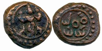 Nayakas of Tanjore, Venkatapatiraya II, Copper, 3.92g, Obv: Lord Krishna- Maralidhara play