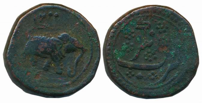 Tipu Sultan, Copper, Paisa- Zohara, 11.37g, Nagar Mint, AH 1200, Elephant Facing to right 