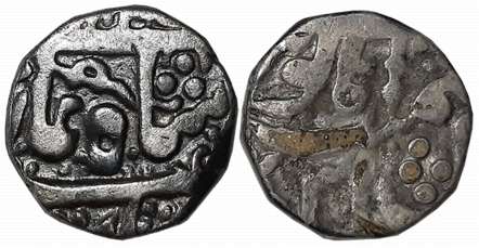 Silver 1/2 Rupee, 5.49g, Mughal issue, Badshah Ghazi legend, sword above “he” of Shah on o