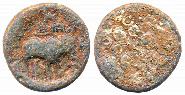 Satvahanas, Newase-Paithan region, Attributed to Siri Satakani, Lead, 11.92g, “Bull” type,