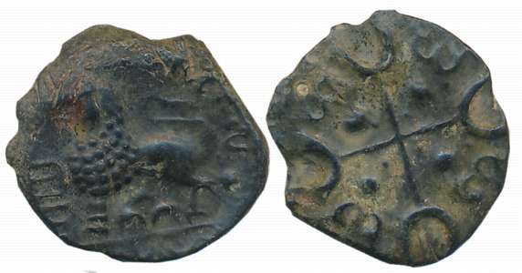 Satavahanas, Sri Satavahanasa, Alloyed Copper, 3.60g, “Junnar Lion” Type, Obv: Lion standi