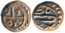 Copper Cash, 0.82g, 2nd issue, 1705, Obv: Bale mark with date, Rev: Telugu legend “Sri Ran