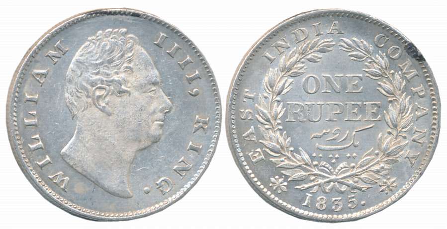 William IIII, Silver Rupee, 1835, Bombay Mint.