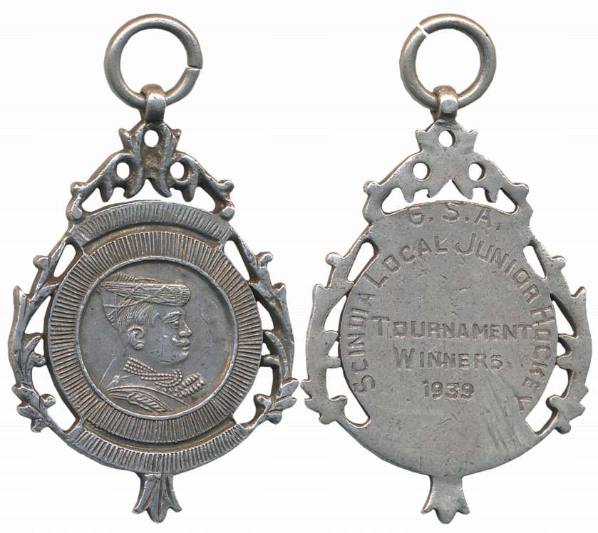 Gwalior, Silver, 11.17g, Obv: Bust of King facing right, Rev: Legend “G.S.A.- Scindia Loca