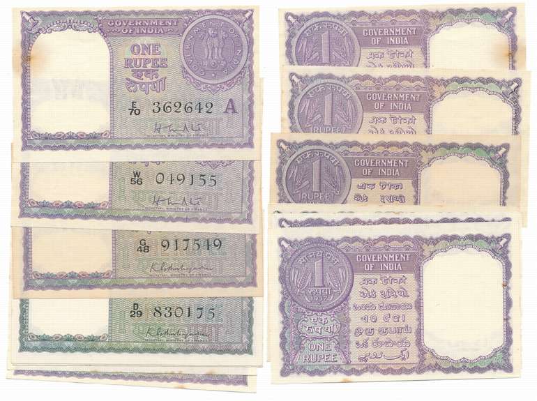 Rupee 1 (59), 1950 to 2017, except “A-1” K. R. K. Menon, 1949, “A-10” L K Jha, B inset, 19