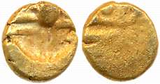 Kakatias of Warangal, Gold 1/4 Fanam, 0.09g, Obv: Boar, Rev: Shree. About very fine.