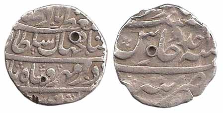 Shah Alam I, Silver, Rupee, Tatta Mint, in his pre-accession name, Muazzam, RY Ahad (KM 34
