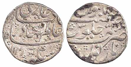 Shah Alam I, Silver, Rupee, Narnol Mint, AH 1121/4 (KM 348.29). Test mark, About Very Fine