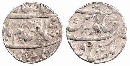 Shah Alam I, Silver, Rupee, Peshawar Mint, AH 1121/3 (KM 347.16). Complete mint name onrev