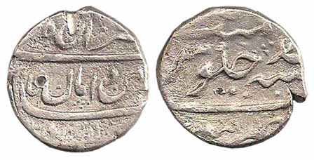 Shah Jahan II, Silver, Rupee, Tatta Mint, AH 1131/Ahad, Aman-o-Aman couplet (KM 413.3). Te