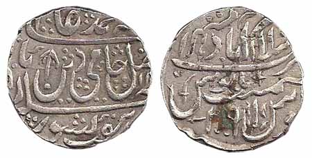 Shah Alam II, Silver, Rupee, Islamabad Mathura Mint, RY 26. Complete mint name on rev, Ver