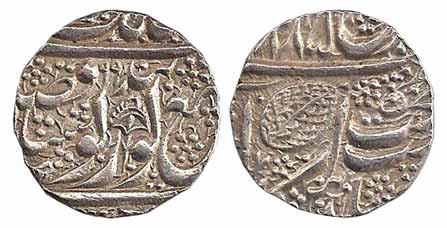 Amritsar Mint, Silver, Rupee, VS 1859, frozen 1885, Chhatra (Royal Umbrella) type (KM 22.6