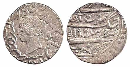Jaswant Singh, Silver, Rupee, with the name and portrait of Queen Victoria, AD 1858, star 
