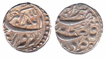 Akbar, Silver, Rupee, Qila Bandhu Mint, ND. Small dumpy flan type, Very Fine+, Very Rare.