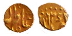 Gold (2), Fanam, Ahmad Shah and Alamgir II, Kharpa Mint, AH 1162, 1171. Very Fine+, Scarce