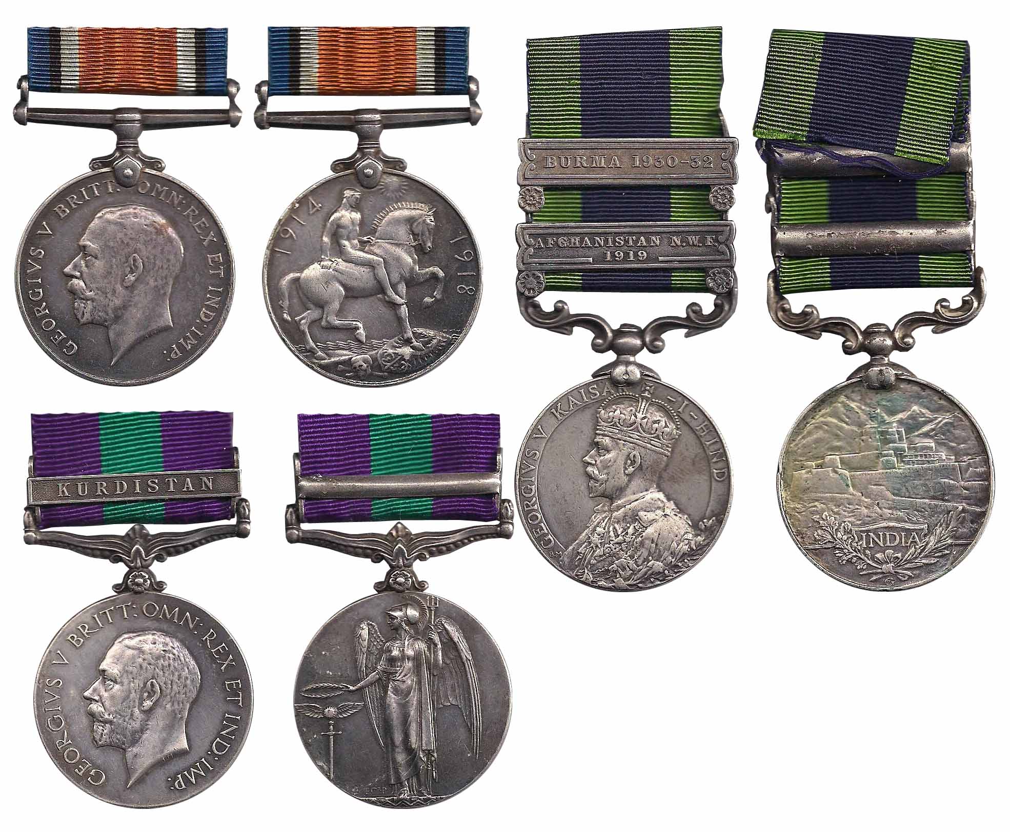 IGS, George V, Pair of 3 War Medals: British War Medal, 1914-1918 (Mackay# 168); General S