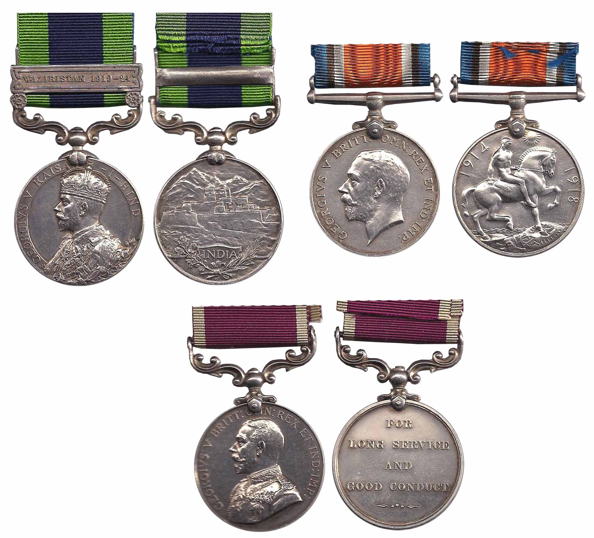 IGS, George V, Pair of 3 War Medals: British War Medal, 1914-1918 (Mackay# 168); India Gen