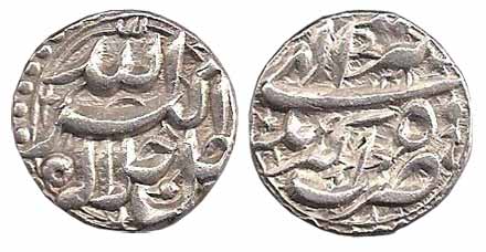 Akbar, Silver, Rupee, Akbarnagar Mint, Allahu Akbar type, Ilahi 50, Tir Month (KM 93.4). A