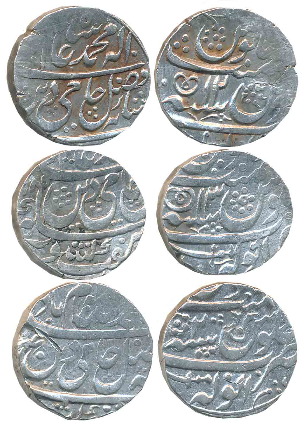 Silver Rupees (3), 11.07g, 11.08g, 11.13g, Anwala Mint, in the name of Shah Alam II, AH (1