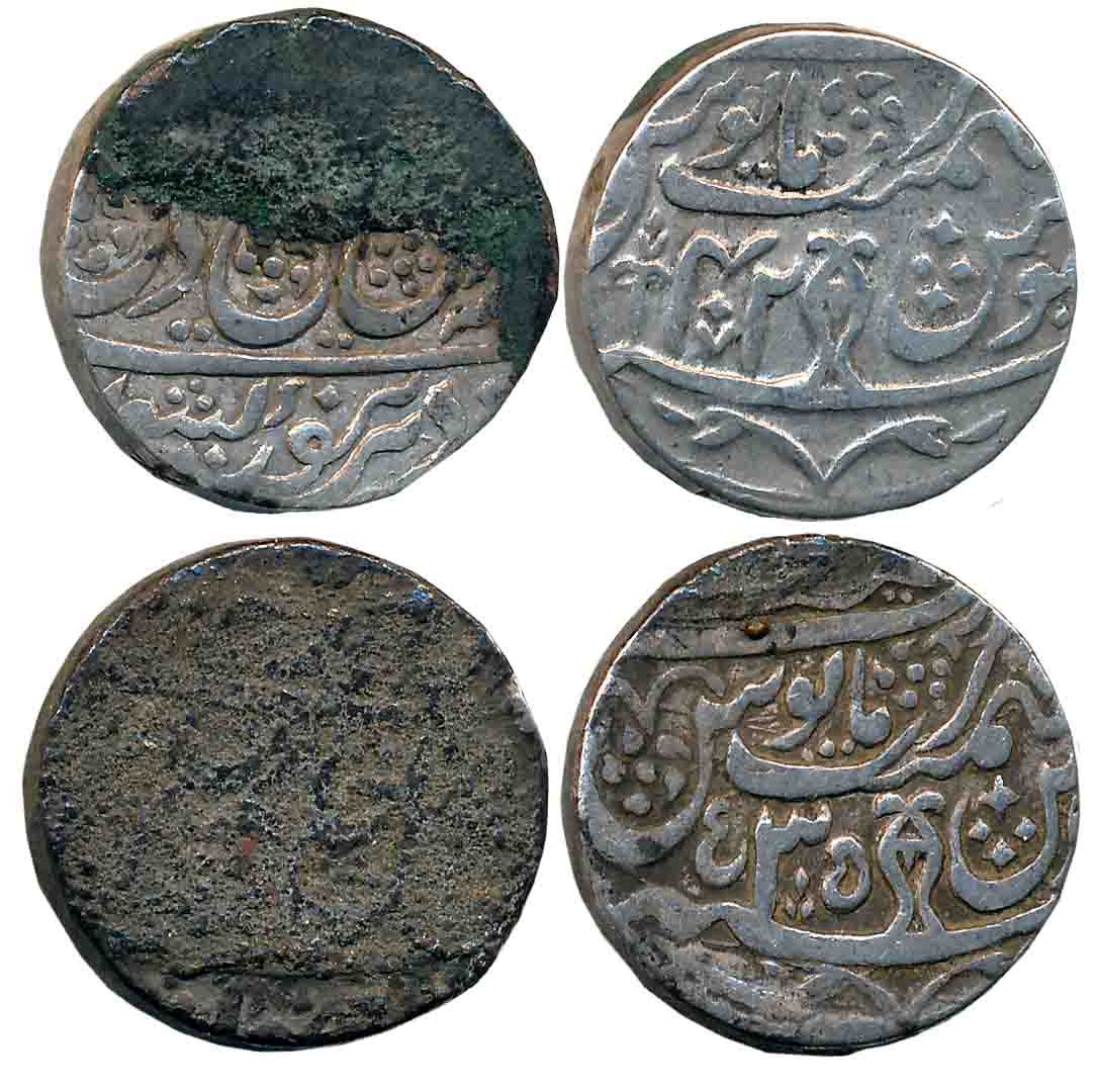 Sadat Ali Khan II, Silver Rupees (2), 10.96g, 11.05g, Najibabad Mint, in the name of Shah 