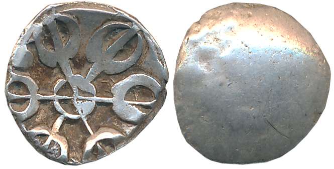 Punch Marked, Attributed to Gandhara Janapada, Silver Shana, 1.40g, Uniface, series 41, si