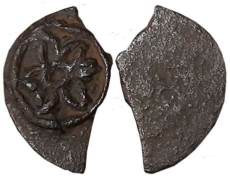 Kadambas of Banavasi, Anonymous, Lotus Type, Potin, Unit, 0.36g, Obv: Six petalled lotus, 