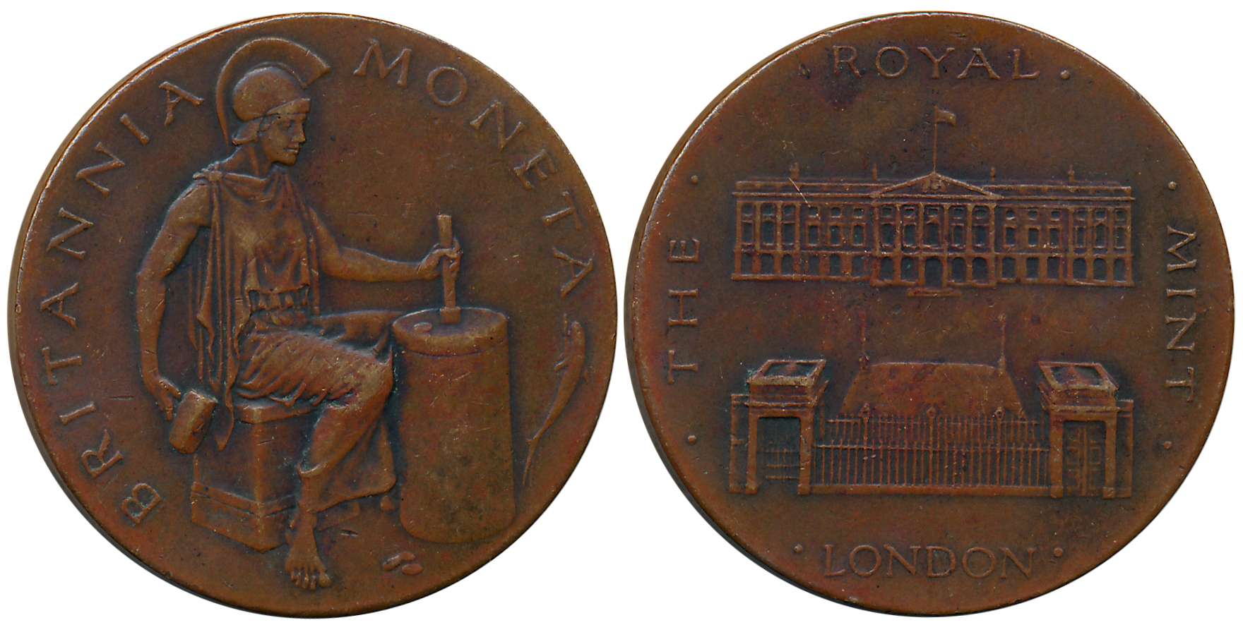 The Royal Mint London, Copper Token, 25.58g, Very fine, rare.