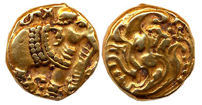 Gangas of Talakadu, Gold Gajapati Varaha, 3.75g, Obv: An ornate Elephant standing to right