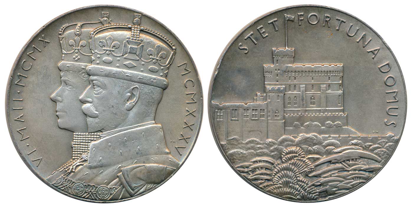 George V and Queen Mary, "Silver Jubilee Domus Medal 1910-1935", Silver, 86.91g, Obv: Conj
