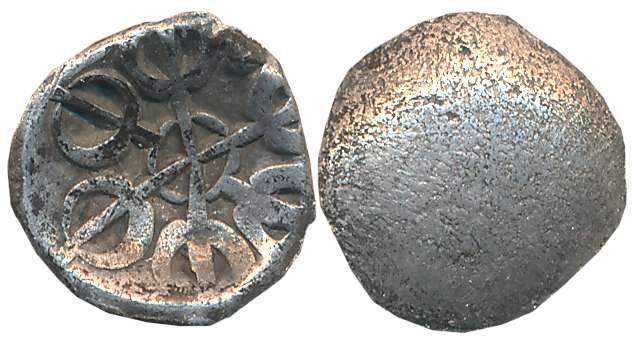 Punch Marked, Attributed to Gandhara Janapada, Silver Shana, 1.31g, series 41, single six 