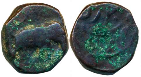 Haidar Ali, Copper Paisa, 12.51g, Balhari Mint, Elephant Facing to right (KM# 2). Very fin