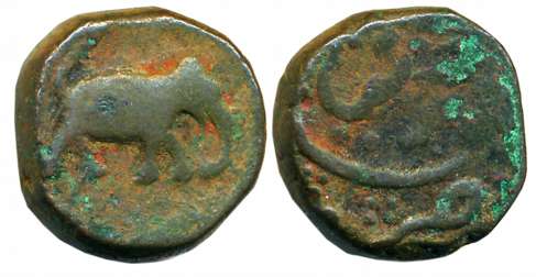 Haidar Ali, Copper Paisa, 12.31g, Gooty Mint, Elephant Facing to right (KM# A6). Very fine