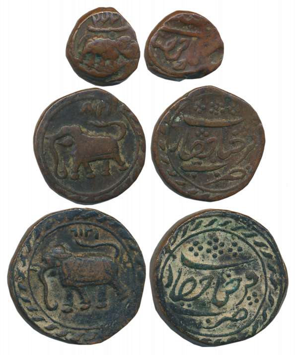 Tipu Sultan, Copper (3), Farrukhyab Hisar Mint, Paisa,11.34g, AM 1216, Elephant facing to 