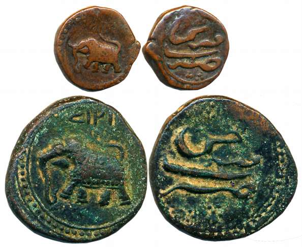 Tipu Sultan, Copper (2), Farrukhi Mint, Paisa, 11.16g, AM 1218 (KM# 53.2) & 1/4 Paisa, 2.7