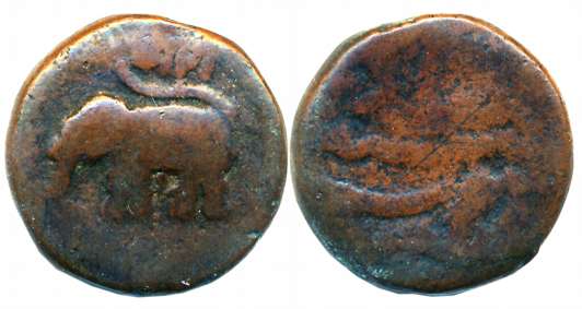 Tipu Sultan, Copper Paisa, 9.68g, Khurshed Sawad Mint, AH 121X, Elephant Facing to left (K