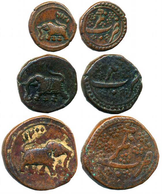 Tipu Sultan, Copper (3), Nagar Mint, Paisa,11.19g, AM 1200, Elephant Facing to right (KM# 