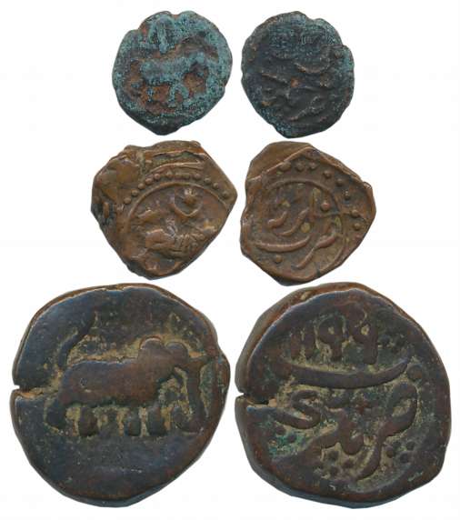 Tipu Sultan, Copper (3), Nagar Mint, Paisa,10.72g, AH 1199 (KM# 103.1), 1/4 Paisa, 3.13g, 