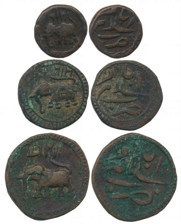 Tipu Sultan, Copper (3), Salamabad Mint, Paisa, 11.15g, AM 1217 (retro) (KM# 133), 1/2 Pai