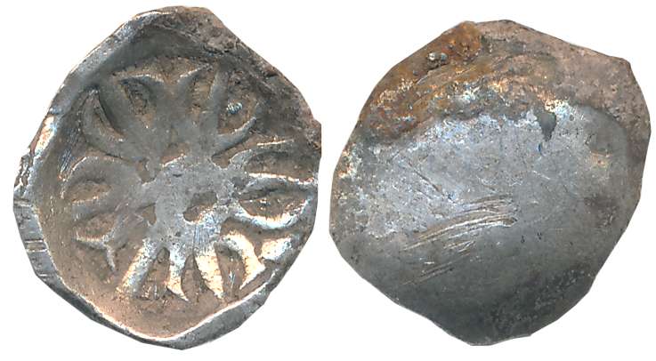 Punch Marked, Attributed to Gandhara Janapada, Silver Shana, 1.33g, series 41, single six 