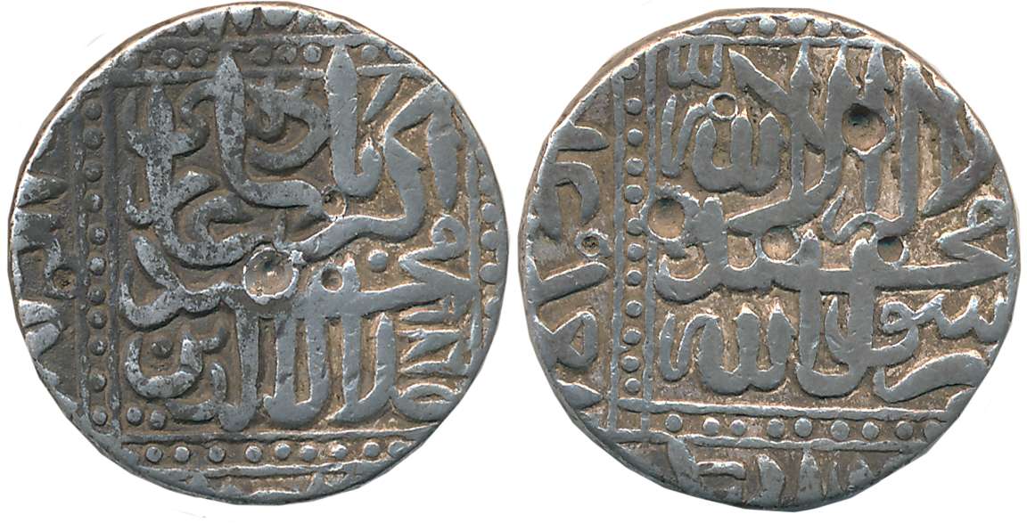 Akbar, Silver Rupee, 11.09g, “Kalima” type, Dar al-Sultanate Ahmedabad Mint, AH 986, legen