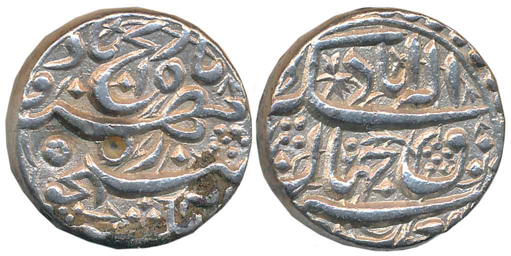 Akbar, Silver Rupee, 11.39g, “So called rebellion issue”, Allahabad Mint (KM# 97.1). About