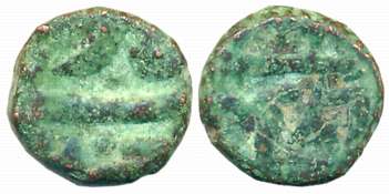 Shah Jahan, Copper 1/8 Dam, 2.23g, Narnol Mint (KM# 200.4). Uncleaned, very fine.