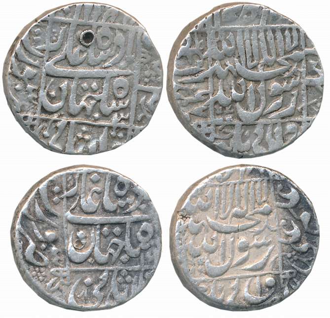 Shah Jahan, Silver Rupees (2),11.45g, 11.45g, Surat Mint, AH 1067, central inscription wit
