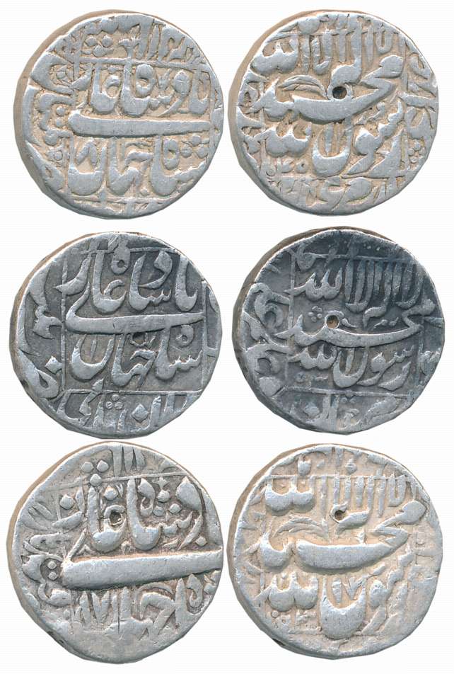 Shah Jahan, Silver Rupees (3),11.32g, 11.33g, 11.37g, central inscription within square, k